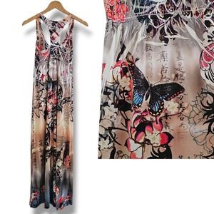 Y2K S-Twelve Maxi Dress S Asian Inspired Floral Butterfly Lotus Whimsigoth Artsy